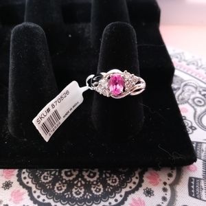 Bubble gum Pink, White CZ ring